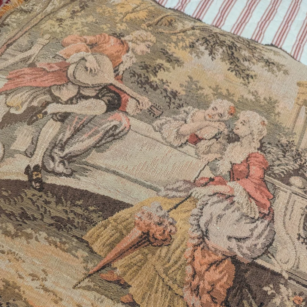 Vintage French tapestry style wall hanging 53” x 17” Victorian style